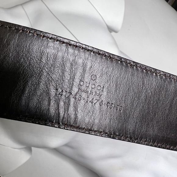 Gucci Bamboo Brown Gold Tan Leather Jackie Fabric GG Monogram Belt - Picture 10 of 10